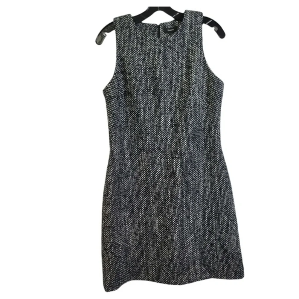 Theory Sleeveless Angled Wool-Blend Dress, Black - Picture 2 of 7